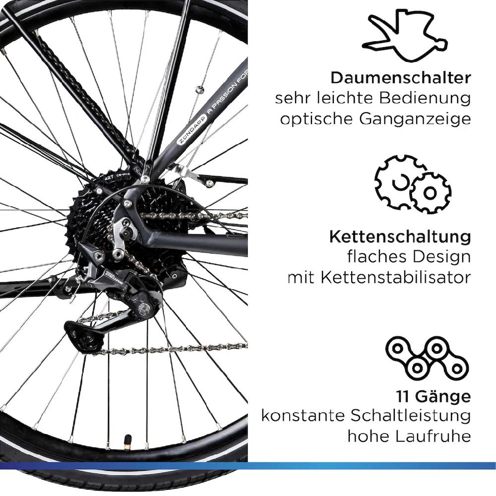 Zündapp E-Bike »X500« 11 Gang Shimano Deore Mittelmotor 250 W Pedelec Elektrofahrrad für Damen u. Herren Trekkingrad Fabrikverkauf