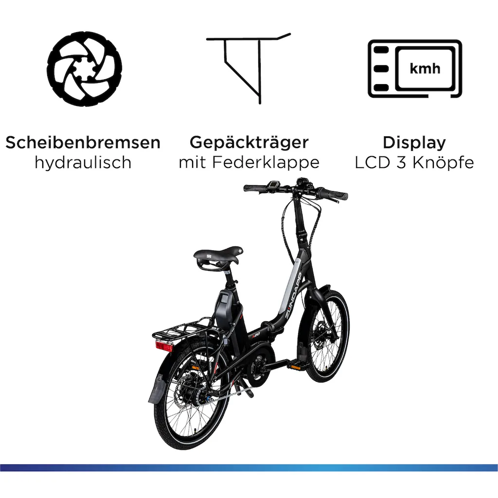 Zündapp E-Bike »X20« 7 Gang Shimano Nexus Mittelmotor 250 W Pedelec Elektrofahrrad für Damen u. Herren Faltrad Meist gekauft