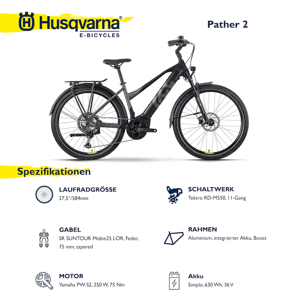 Husqvarna E-BICYCLES E-Bike »E-Trekkingbike Pather 2 Damen« 11 Gang Tektro RD-M550 Mittelmotor 250 W (27 5 Zoll Yamaha Motor Scheibenbremsen mit Straßenzulassung) Pedelec Elektrofahrrad für Damen Trekkingrad auf Rechnung Kostenloser Versand