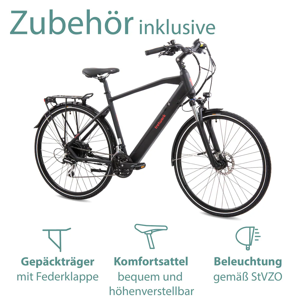Tretwerk E-Bike »Bronx 5.0« 24 Gang Shimano Altus M310 Heckmotor 250 W Pedelec Elektrofahrrad für Damen u. Herren Trekkingrad auf Rechnung online kaufen Preisnachlass