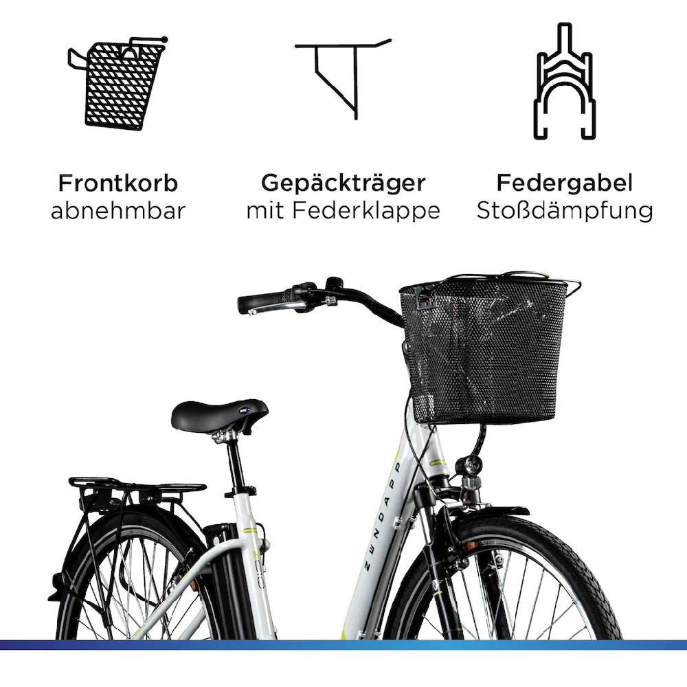 Zündapp E-Bike »Z510« 3 Gang Shimano Nexus SC-3C41 Frontmotor 250 W Pedelec Elektrofahrrad für Damen u. Herren Cityrad Neueste Mode