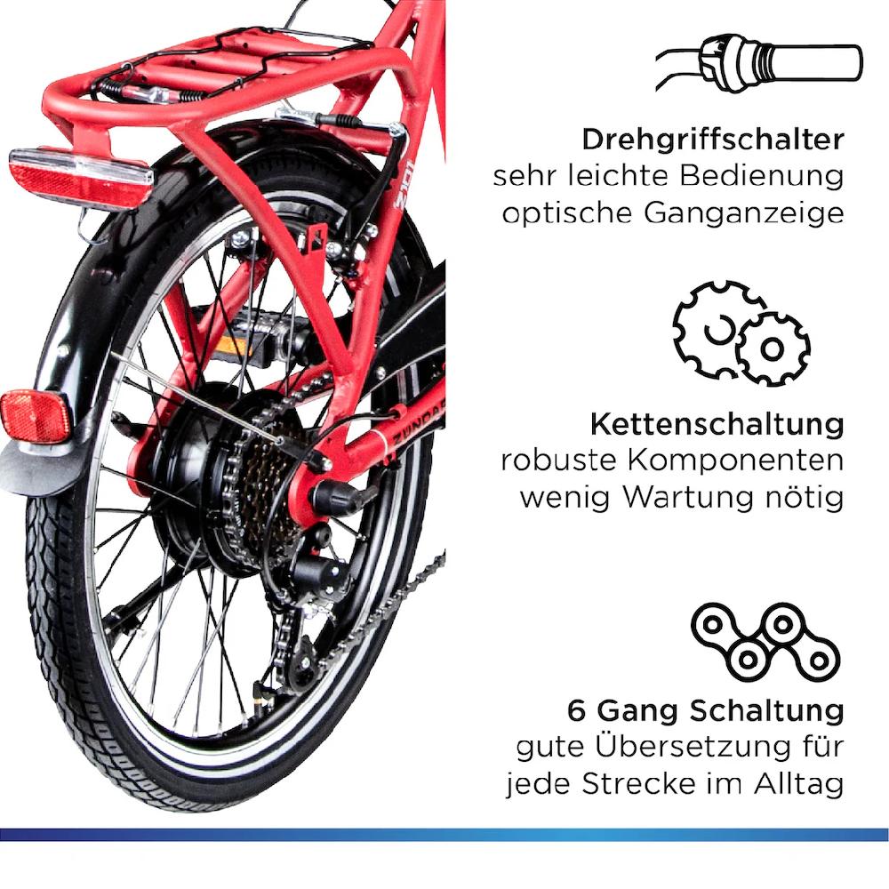Zündapp E-Bike »Z101« 6 Gang Shimano Tourney RD-TY300 Heckmotor 250 W Pedelec Elektrofahrrad für Damen u. Herren Faltrad Online Outlet