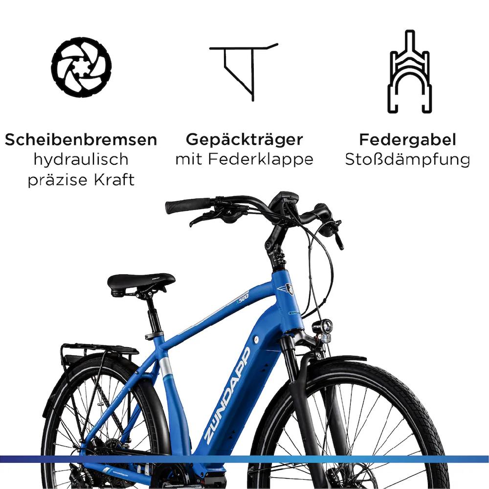 Zündapp E-Bike »X500« 11 Gang Shimano Deore Mittelmotor 250 W Pedelec Elektrofahrrad für Damen u. Herren Trekkingrad auf Rechnung Räumungsverkauf