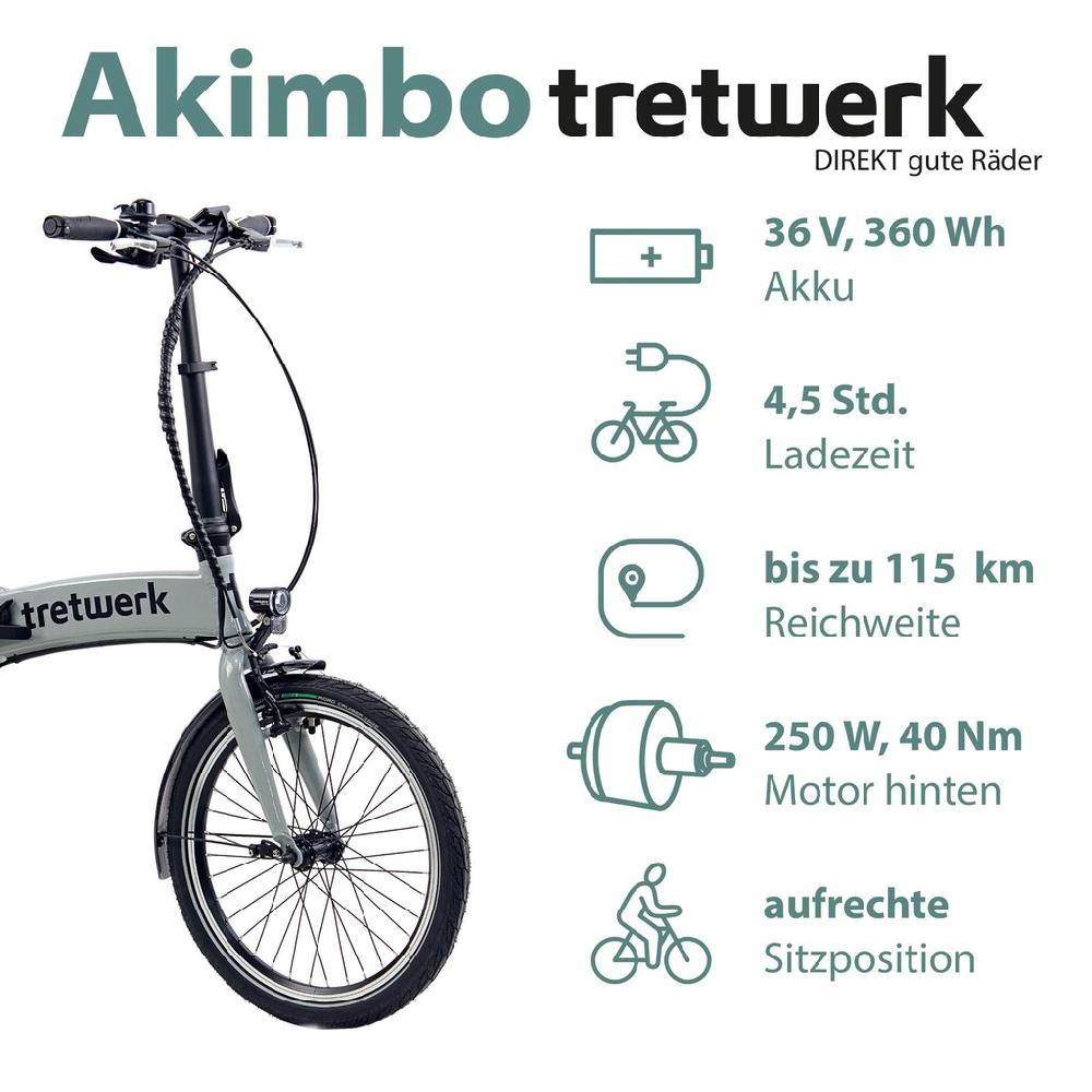 Tretwerk E-Bike »Akimbo« 8 Gang Shimano Acera M3020 SGS Heckmotor 250 W Pedelec Elektrofahrrad für Damen u. Herren Faltrad auf Raten Bis zu 60% Rabatt