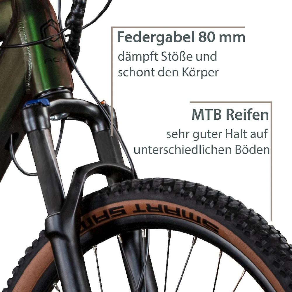AGON E-Bike »Alpha« 24 Gang Heckmotor 250 W Pedelec Elektrofahrrad für Damen u. Herren MTB Mountainbike auf Rechnung Nur noch ein Tag übrig