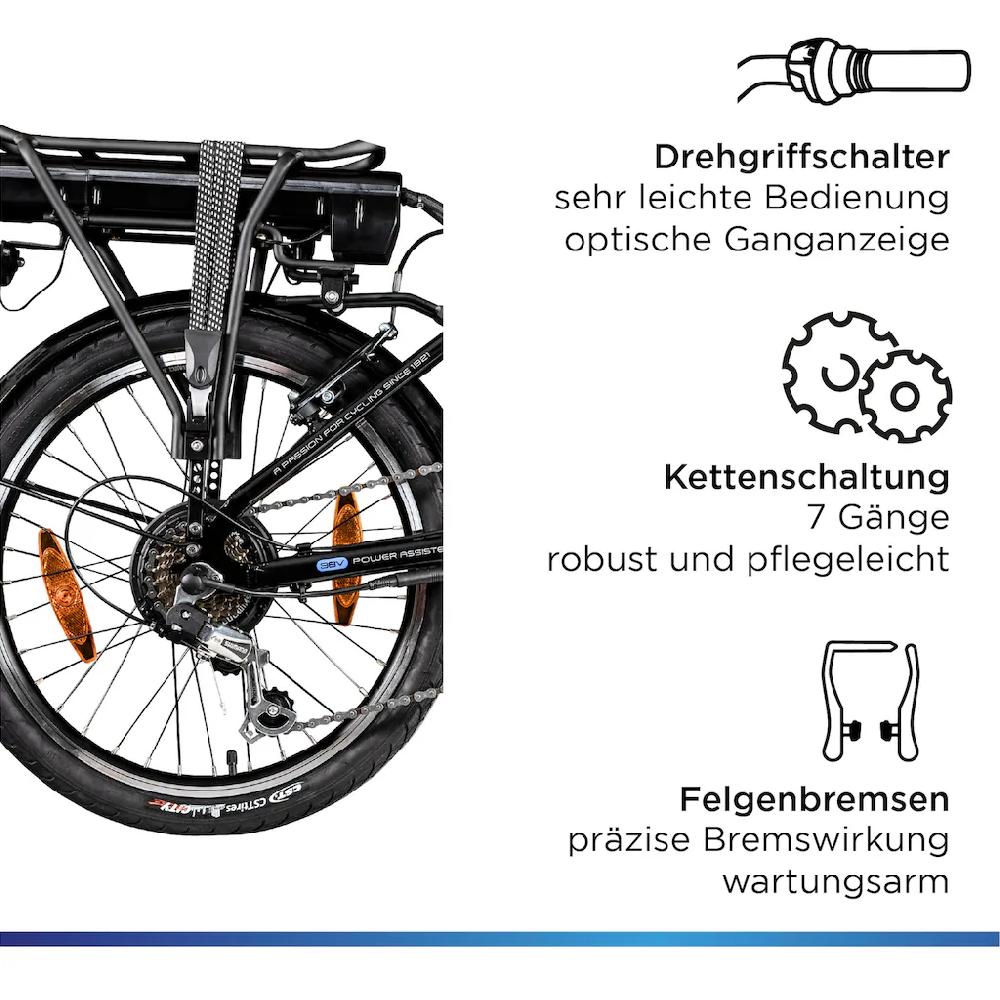 Zündapp E-Bike »Z110« 7 Gang Shimano RD-TY21 Tourney Heckmotor 250 W Pedelec Elektrofahrrad für Damen u. Herren Klapprad Clearance-Verkauf