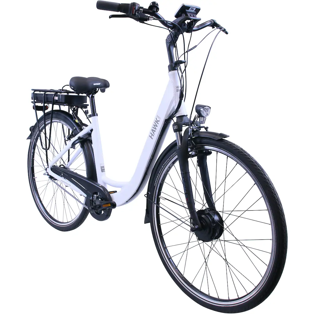HAWK Bikes E-Bike »eCity Wave« 7 Gang Shimano Nexus 7-Gang Frontmotor 250 W Pedelec Elektrofahrrad für Damen u. Herren Cityrad auf Rechnung online kaufen Fabrikladen