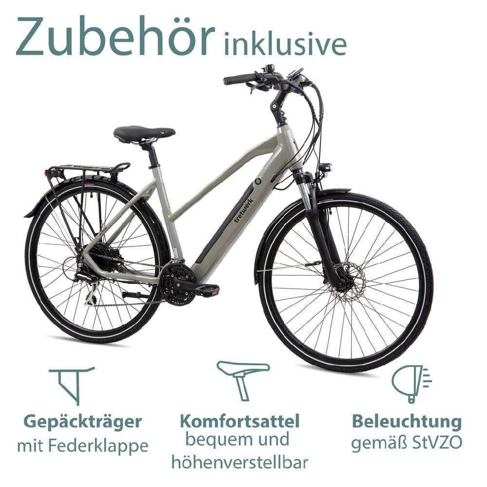 Tretwerk E-Bike »Seville 5.0« 24 Gang Shimano Heckmotor 250 W Pedelec Elektrofahrrad für Damen u. Herren Trekkingrad auf Rechnung kaufen Im Verkauf
