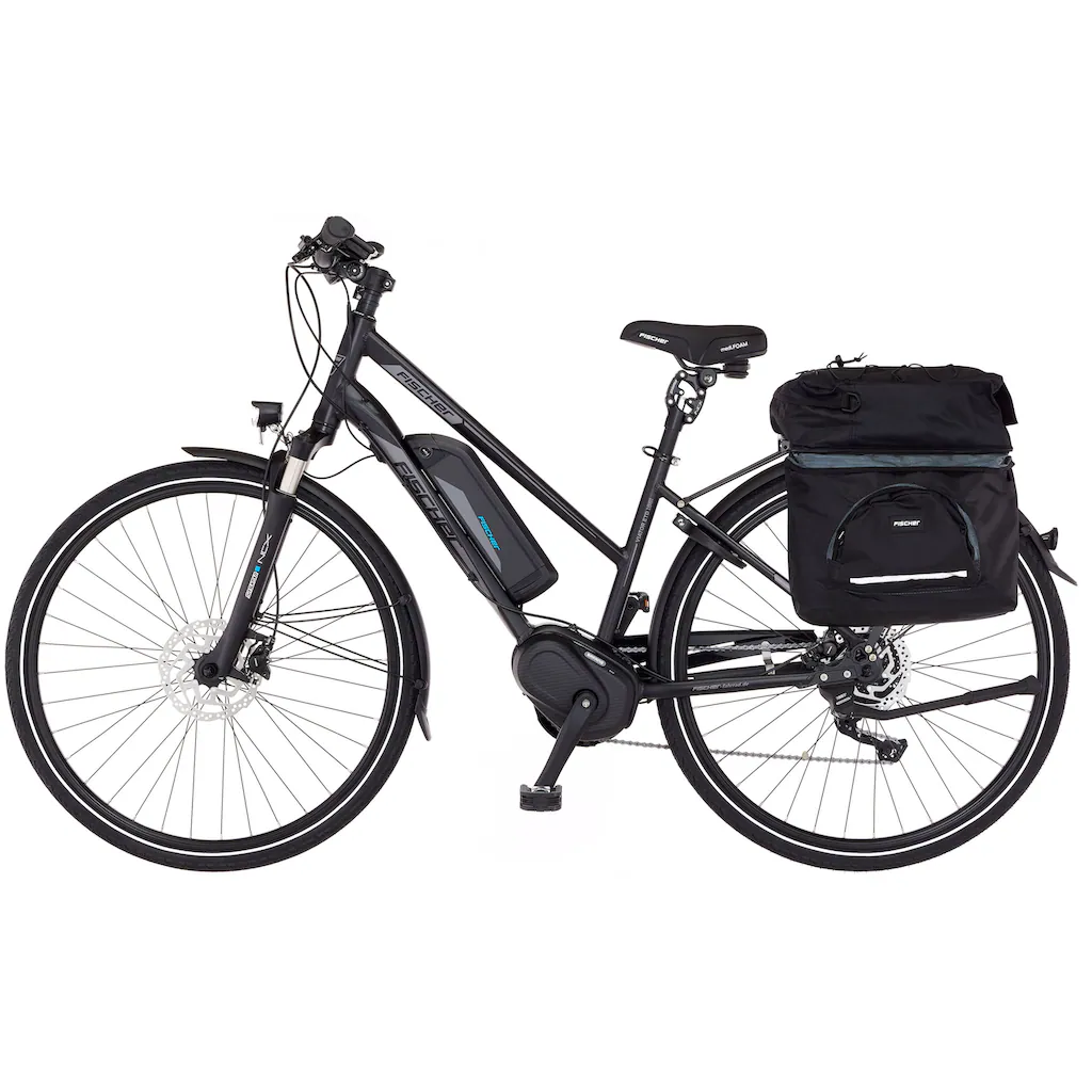 FISCHER Fahrrad E-Bike »VIATOR ETD 1861 557« 10 Gang Shimano Deore Mittelmotor 250 W (mit Gepäckträgertasche) Pedelec Elektrofahrrad für Damen Trekkingrad auf Rechnung zollfrei