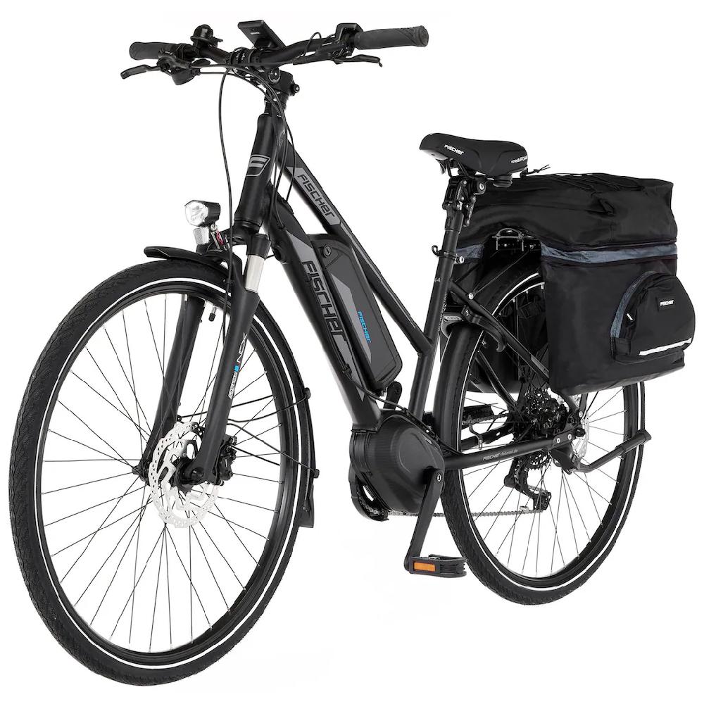 FISCHER Fahrrad E-Bike »VIATOR ETD 1861 557« 10 Gang Shimano Deore Mittelmotor 250 W (mit Gepäckträgertasche) Pedelec Elektrofahrrad für Damen Trekkingrad auf Rechnung zollfrei