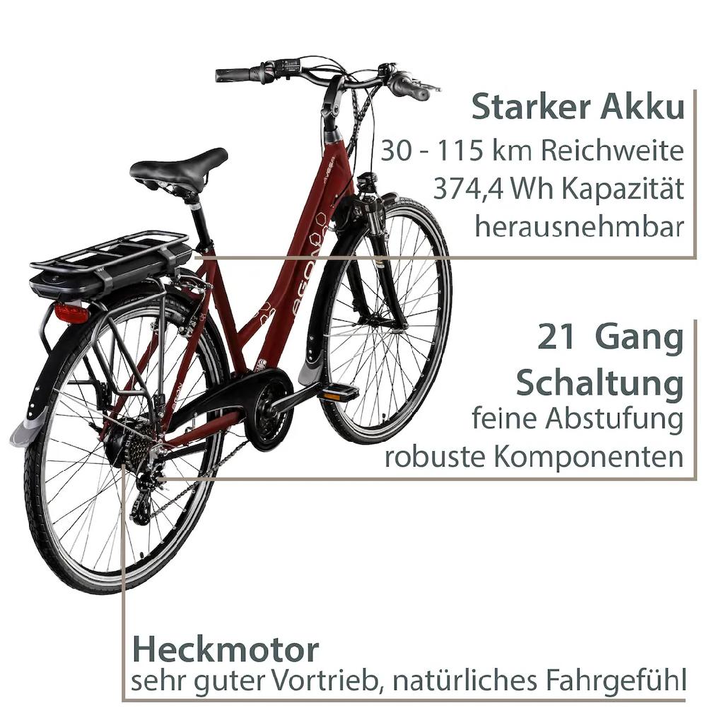 AGON E-Bike »Avesa« 21 Gang Heckmotor 250 W Pedelec Elektrofahrrad für Damen u. Herren Trekkingrad auf Rechnung Rabatte dieses Monats