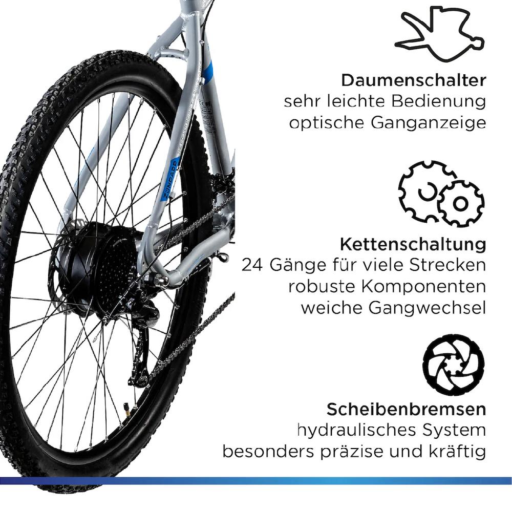 Zündapp E-Bike »Z808« 24 Gang Heckmotor 250 W Pedelec Elektrofahrrad für Damen u. Herren MTB Mountainbike auf Rechnung 2025