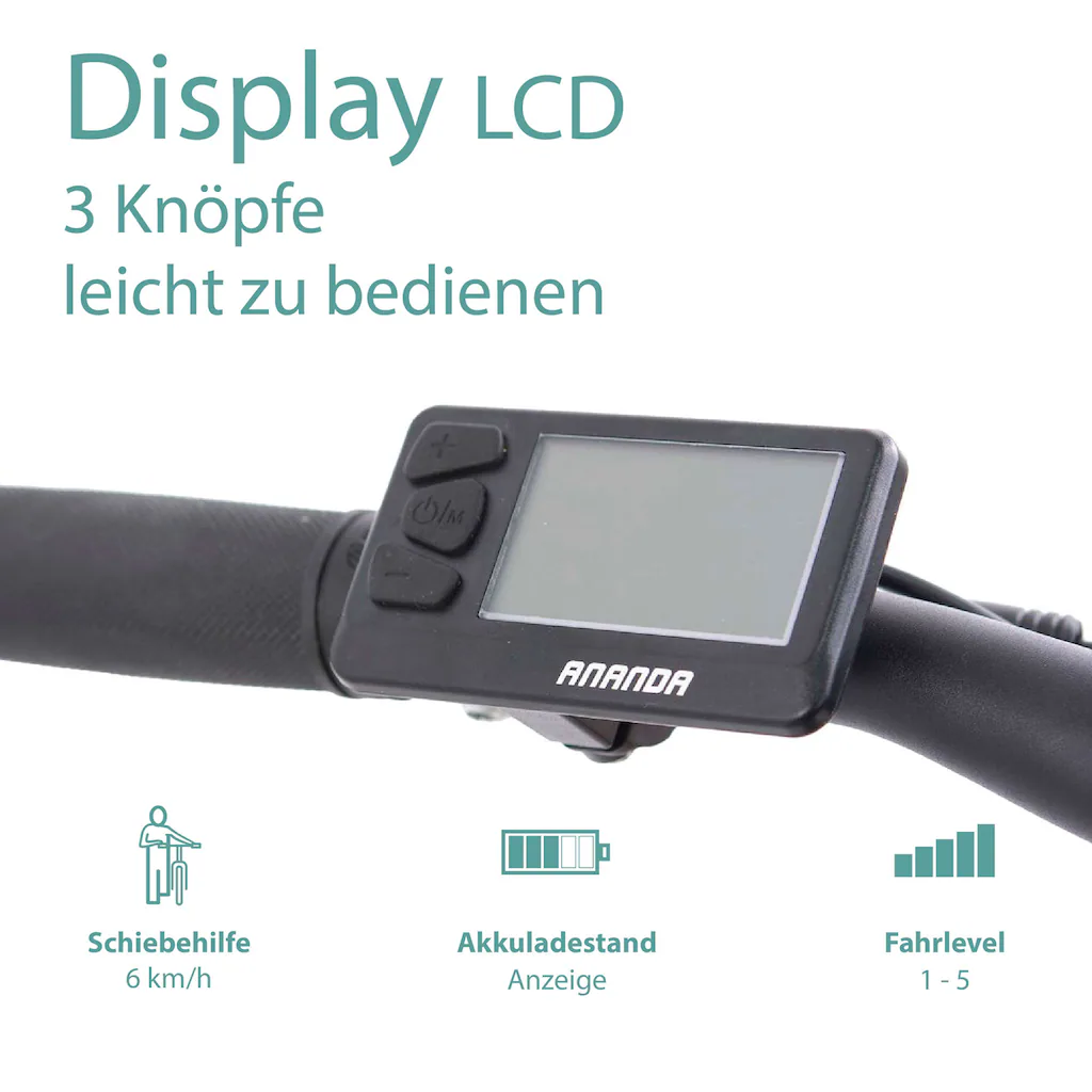 Tretwerk E-Bike »Commander« 9 Gang Shimano Altus M2000 Mittelmotor 250 W Pedelec Elektrofahrrad für Damen u. Herren MTB Mountainbike Auslauf