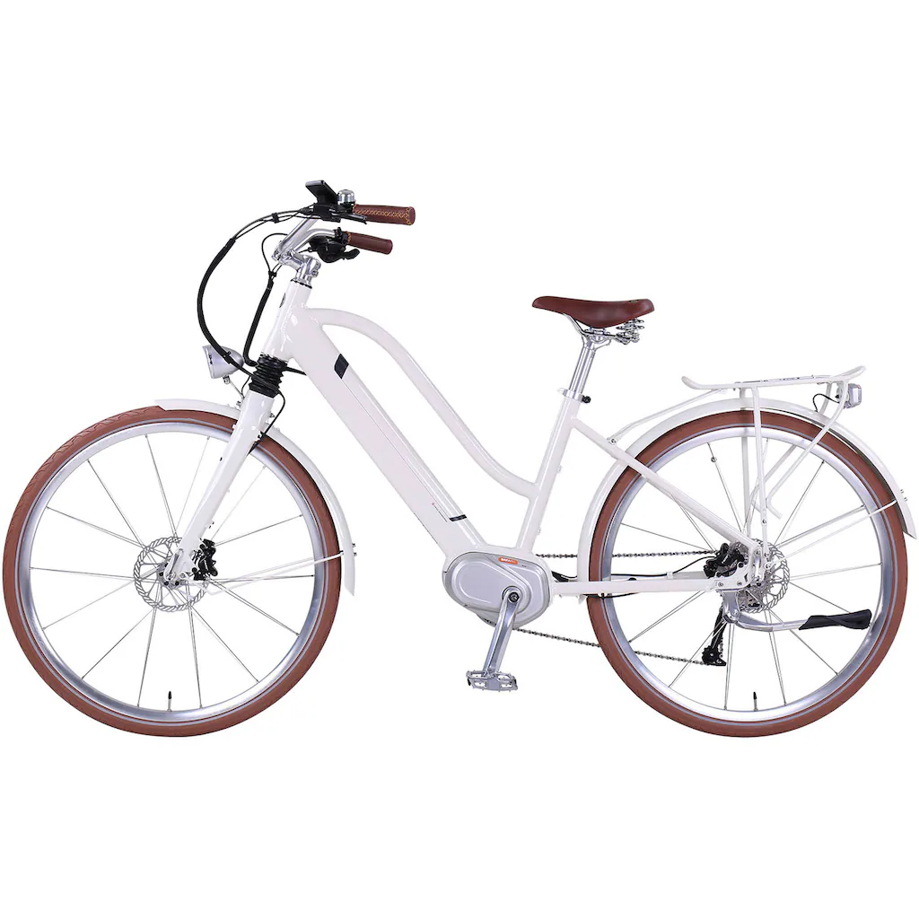 eGO Movement E-Bike »Classic 25 Cleopatra Trapez 45 cm Weiß 28"« 10 Gang Shimano Deore Mittelmotor 250 W Pedelec Elektrofahrrad für Damen u. Herren Cityrad auf Rechnung online bestellen Sonderangebot