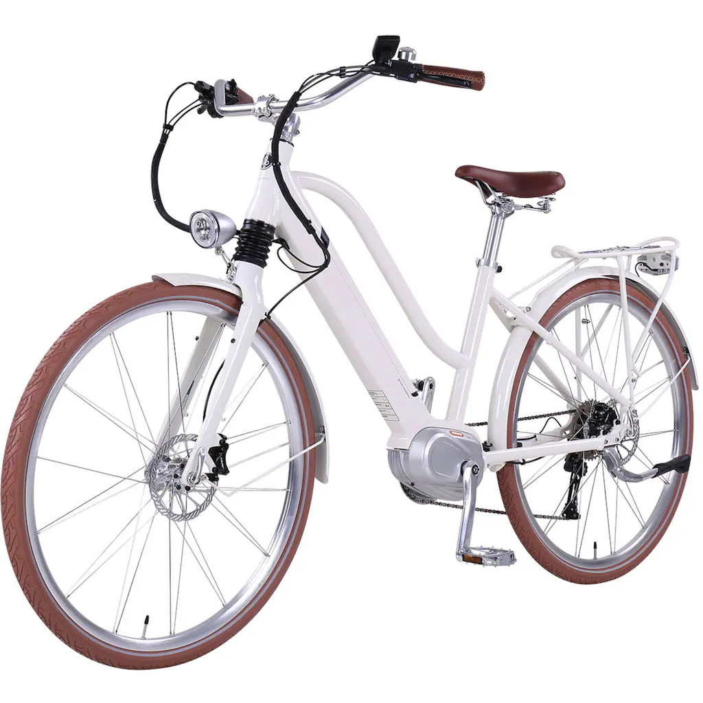 eGO Movement E-Bike »Classic 25 Cleopatra Trapez 45 cm Weiß 28"« 10 Gang Shimano Deore Mittelmotor 250 W Pedelec Elektrofahrrad für Damen u. Herren Cityrad auf Rechnung online bestellen Sonderangebot
