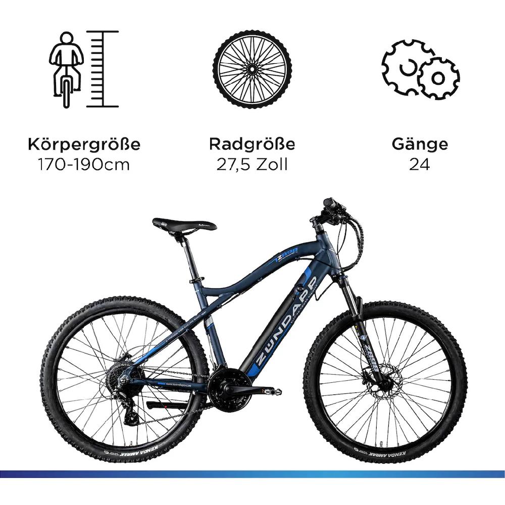 Zündapp E-Bike »Z898« 24 Gang Heckmotor 250 W E-Bike E Mountainbike 27 5 Zoll Pedelec 170 - 190 cm Hardtail MTB auf Rechnung kaufen Flash Sale