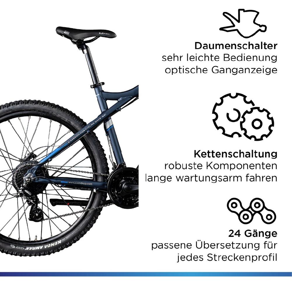 Zündapp E-Bike »Z898« 24 Gang Heckmotor 250 W E-Bike E Mountainbike 27 5 Zoll Pedelec 170 - 190 cm Hardtail MTB auf Rechnung kaufen Flash Sale