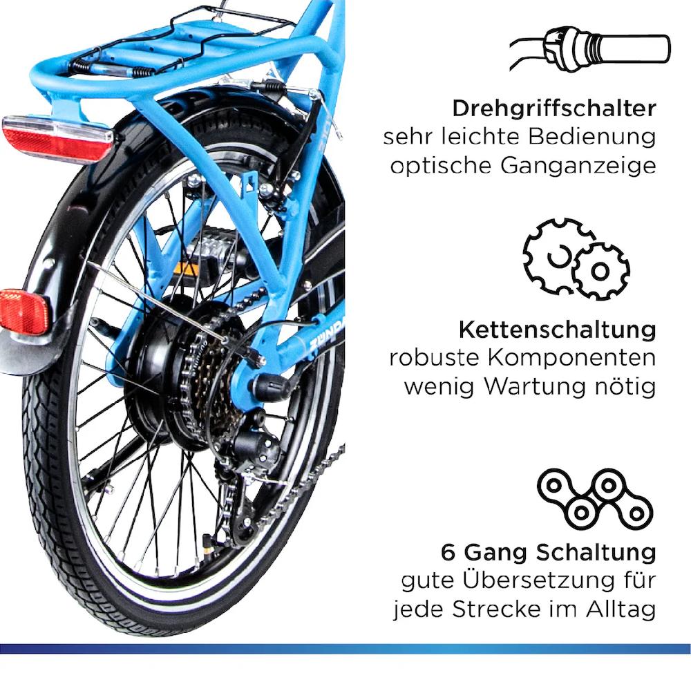 Zündapp E-Bike »Z101« 6 Gang Shimano Tourney RD-TY300 Heckmotor 250 W Pedelec Elektrofahrrad für Damen u. Herren Faltrad auf Rechnung kaufen Exklusivangebot