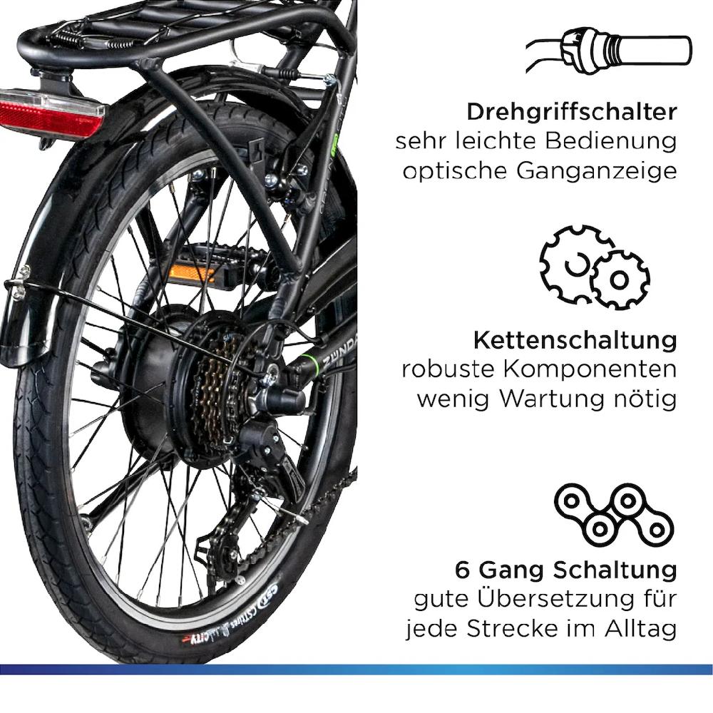 Zündapp E-Bike »Z101« 6 Gang Shimano Tourney RD-TY300 Heckmotor 250 W Pedelec Elektrofahrrad für Damen u. Herren Faltrad auf Rechnung kaufen Blitzangebot