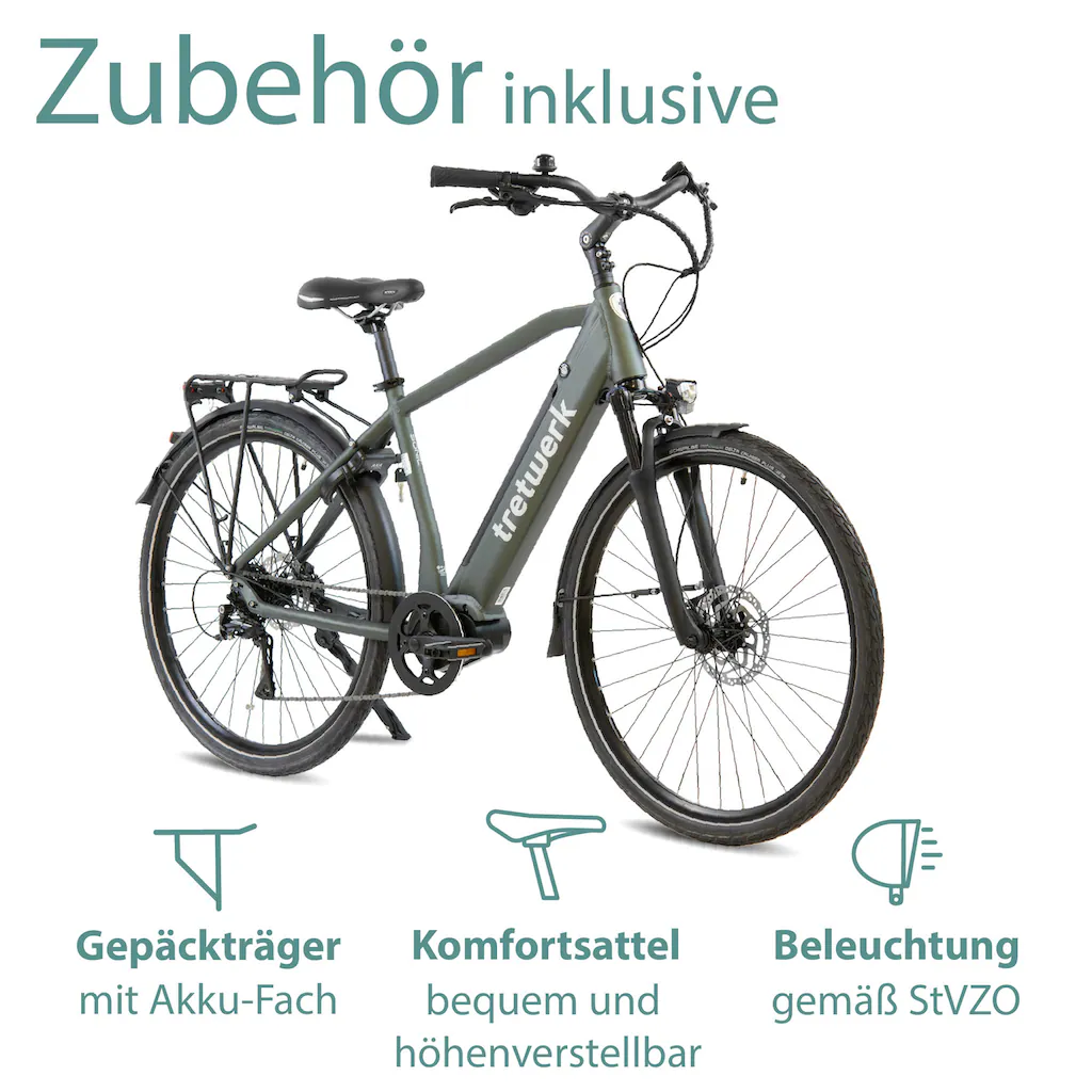 Tretwerk E-Bike »Sonic« 8 Gang Shimano Acera M3020 SGS Mittelmotor 250 W Pedelec Elektrofahrrad für Damen u. Herren Trekkingrad auf Rechnung Sonderangebote