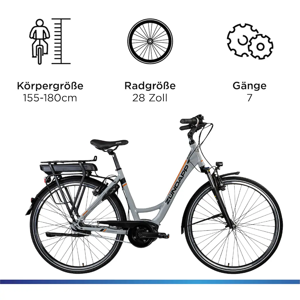 Zündapp E-Bike »X200« 7 Gang Shimano Nexus Mittelmotor 250 W Pedelec Elektrofahrrad für Damen u. Herren Cityrad Riesige Ersparnisse