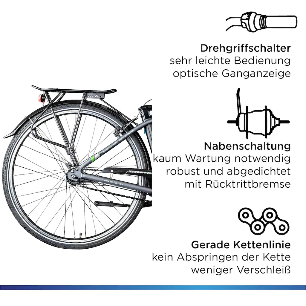 Zündapp E-Bike »Green 3.7« 7 Gang Frontmotor 250 W Pedelec Elektrofahrrad für Damen u. Herren Cityrad auf Rechnung kaufen Begrenzte Freigabe