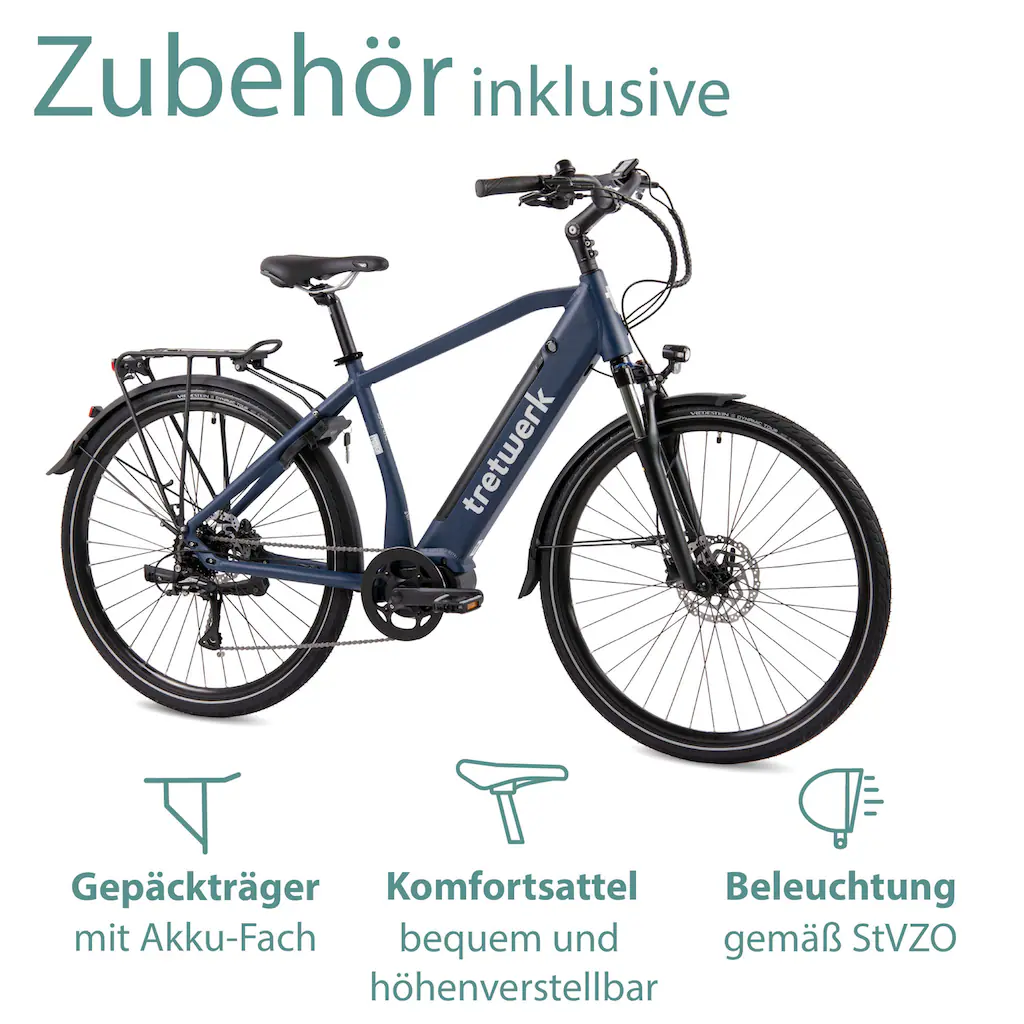 Tretwerk E-Bike »Sonic« 8 Gang Shimano Acera M3020 SGS Mittelmotor 250 W Pedelec Elektrofahrrad für Damen u. Herren Trekkingrad auf Rechnung Bis zu 50% Rabatt