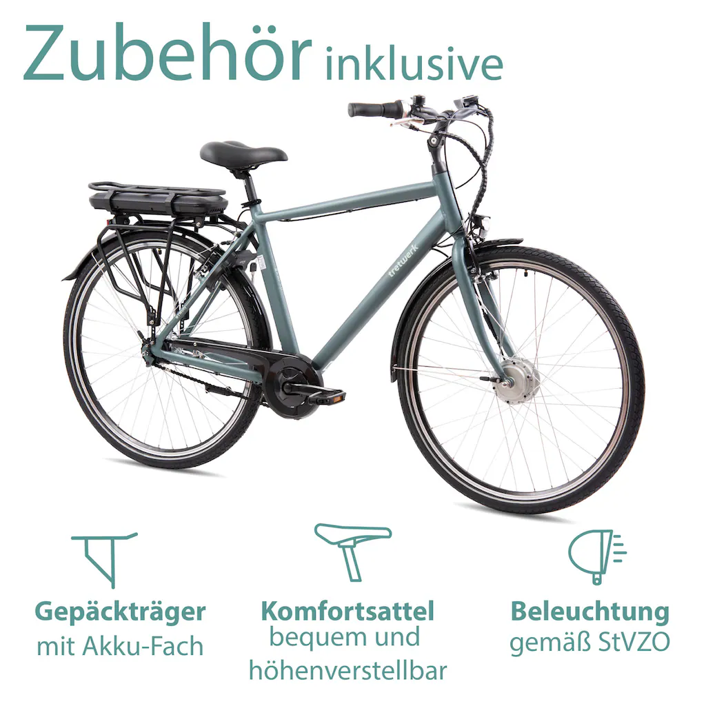 Tretwerk E-Bike »Mystic« 7 Gang Frontmotor 250 W Pedelec Elektrofahrrad für Damen u. Herren Trekkingrad auf Rechnung Nur noch ein Tag übrig