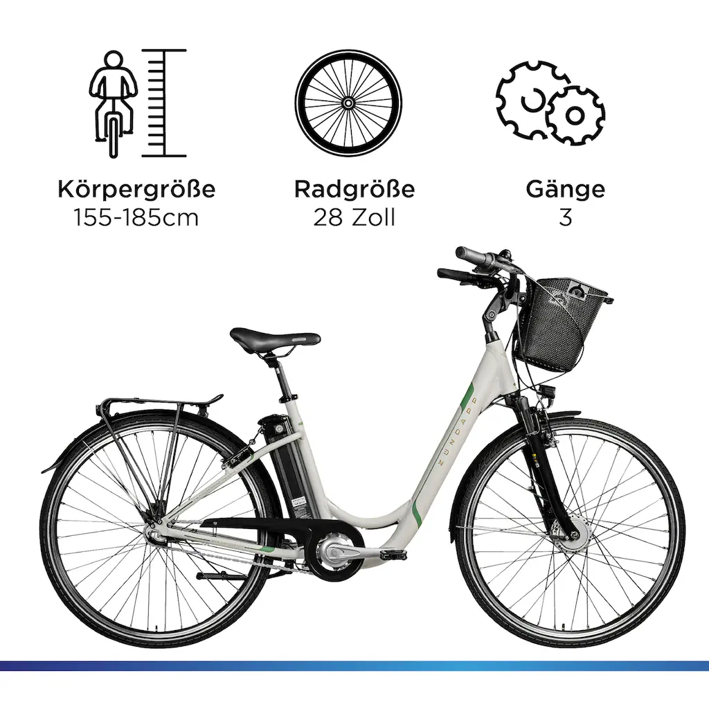Zündapp E-Bike »Z510« 3 Gang Frontmotor 250 W E Bike 28 Zoll Damenfahrrad ab 155 cm mit 3 Gang Nabenschaltung Riesige Rabatte