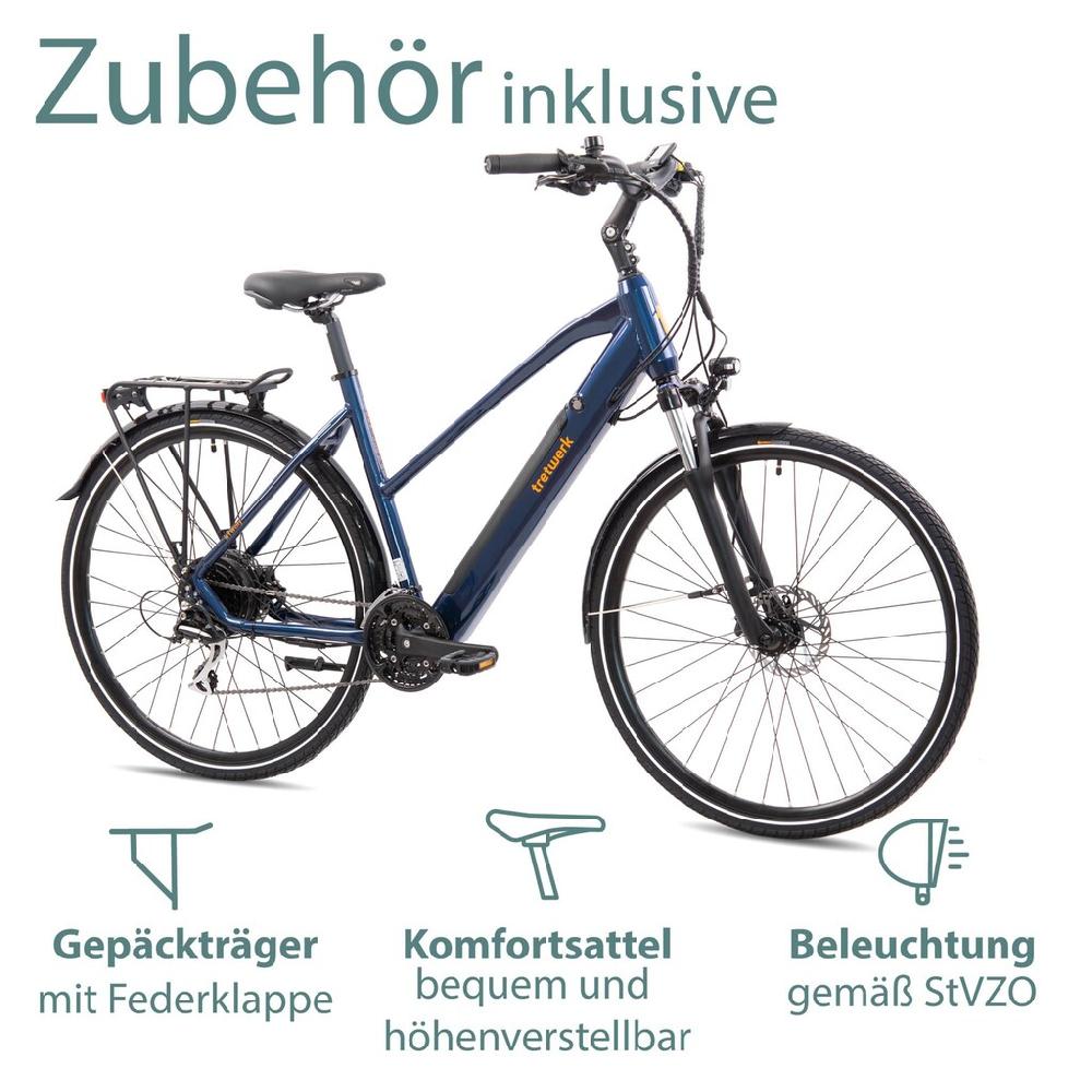 Tretwerk E-Bike »Seville 5.0« 24 Gang Shimano Heckmotor 250 W Pedelec Elektrofahrrad für Damen u. Herren Trekkingrad auf Rechnung Clearance-Verkauf