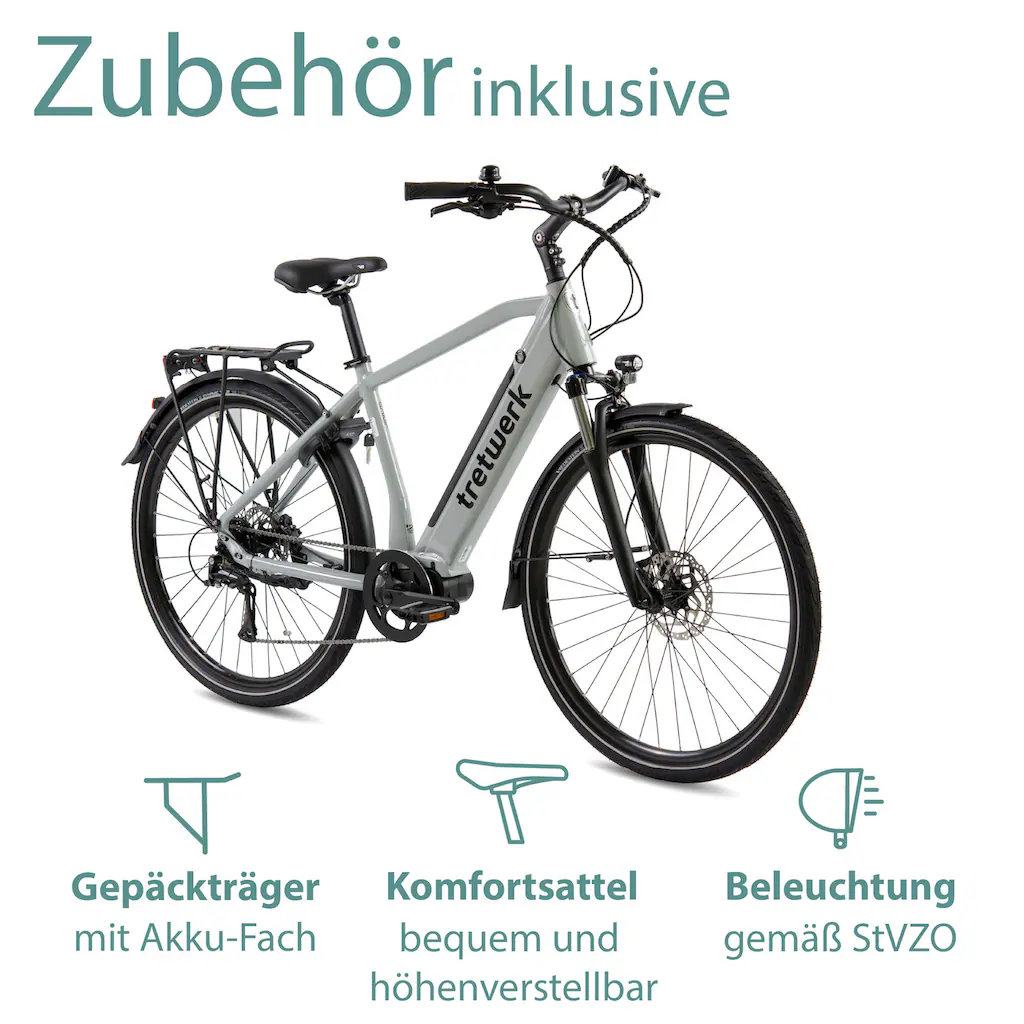 Tretwerk E-Bike »Sonic« 8 Gang Shimano Acera M3020 SGS Mittelmotor 250 W Pedelec Elektrofahrrad für Damen u. Herren Trekkingrad Begrenzt auf 3 Tage
