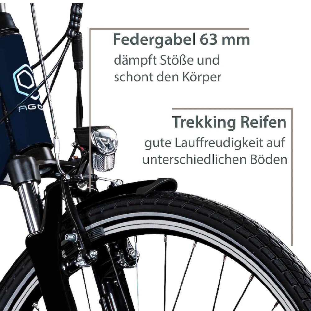 AGON E-Bike »Avesa« 21 Gang Heckmotor 250 W Pedelec Elektrofahrrad für Damen u. Herren Trekkingrad 2025