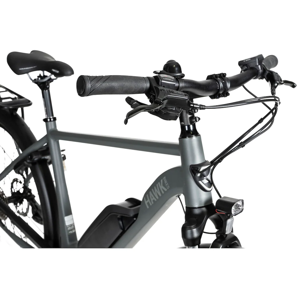 HAWK Bikes E-Bike »E-Trekking 500 Gent« 10 Gang Shimano Deore Mittelmotor 250 W Pedelec Elektrofahrrad für Damen u. Herren Trekkingrad auf Rechnung Hotsell