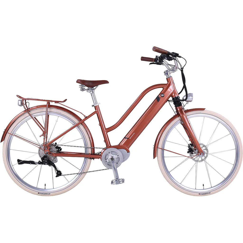 eGO Movement E-Bike »Classic 25 Cleopatra Trapez 45 cm Bronze 28"« 10 Gang Shimano Deore Mittelmotor 250 W Pedelec Elektrofahrrad für Damen u. Herren Cityrad auf Raten