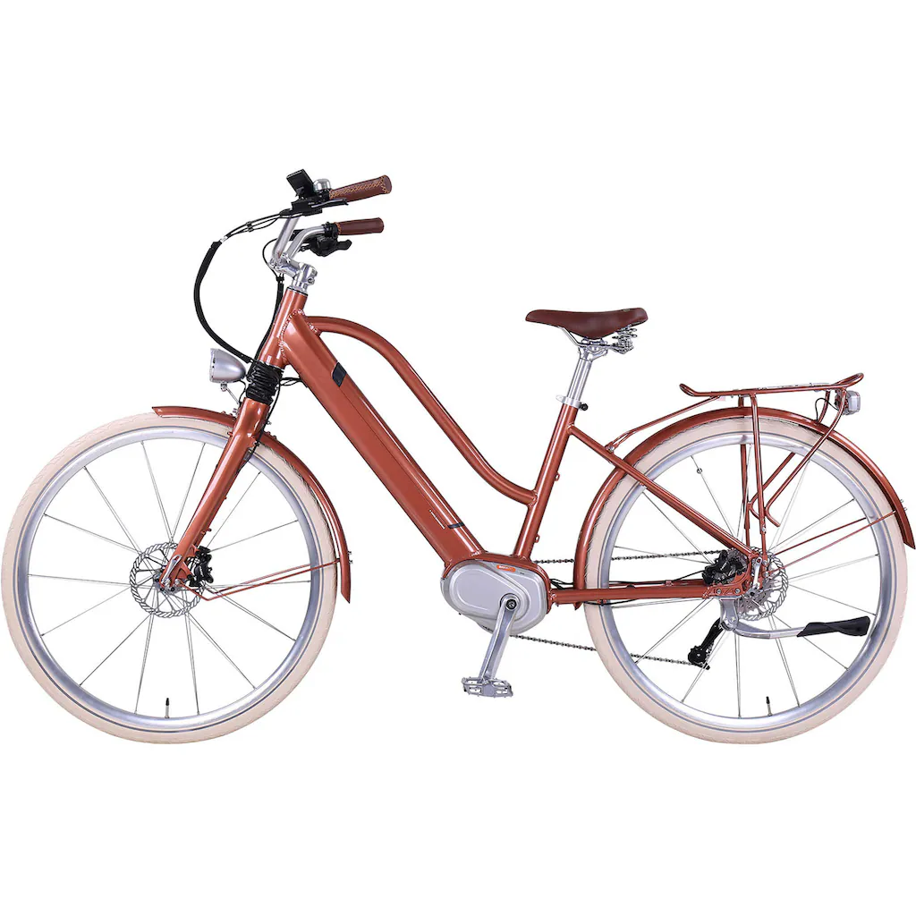 eGO Movement E-Bike »Classic 25 Cleopatra Trapez 45 cm Bronze 28"« 10 Gang Shimano Deore Mittelmotor 250 W Pedelec Elektrofahrrad für Damen u. Herren Cityrad auf Raten Großer Ausverkauf