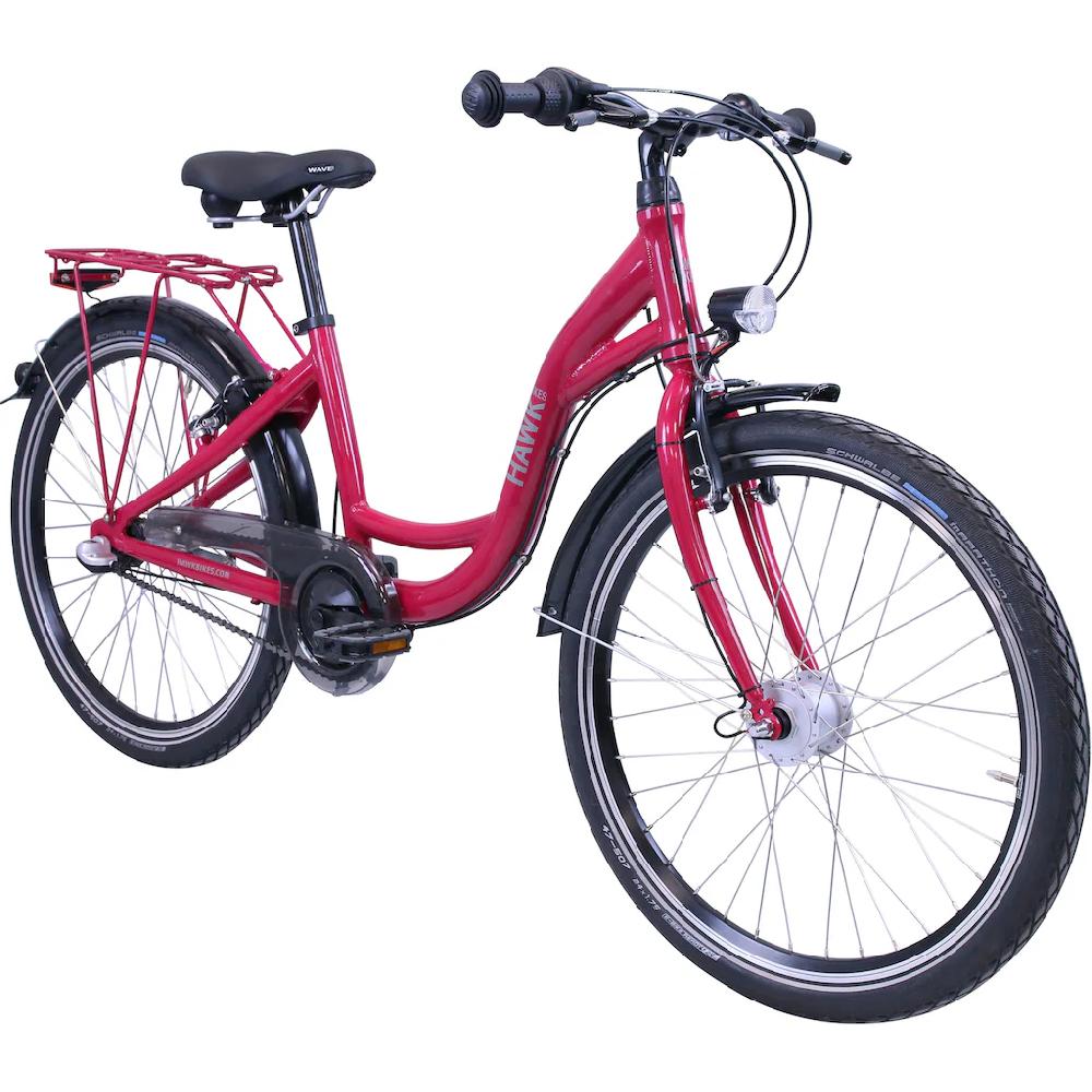 HAWK Bikes Jugendfahrrad »City Wave GIRLS« 3 Gang Shimano Nexus 3-Gang Schaltwerk für Damen auf Rechnung bestellen Kauf eins, bekomm eins gratis