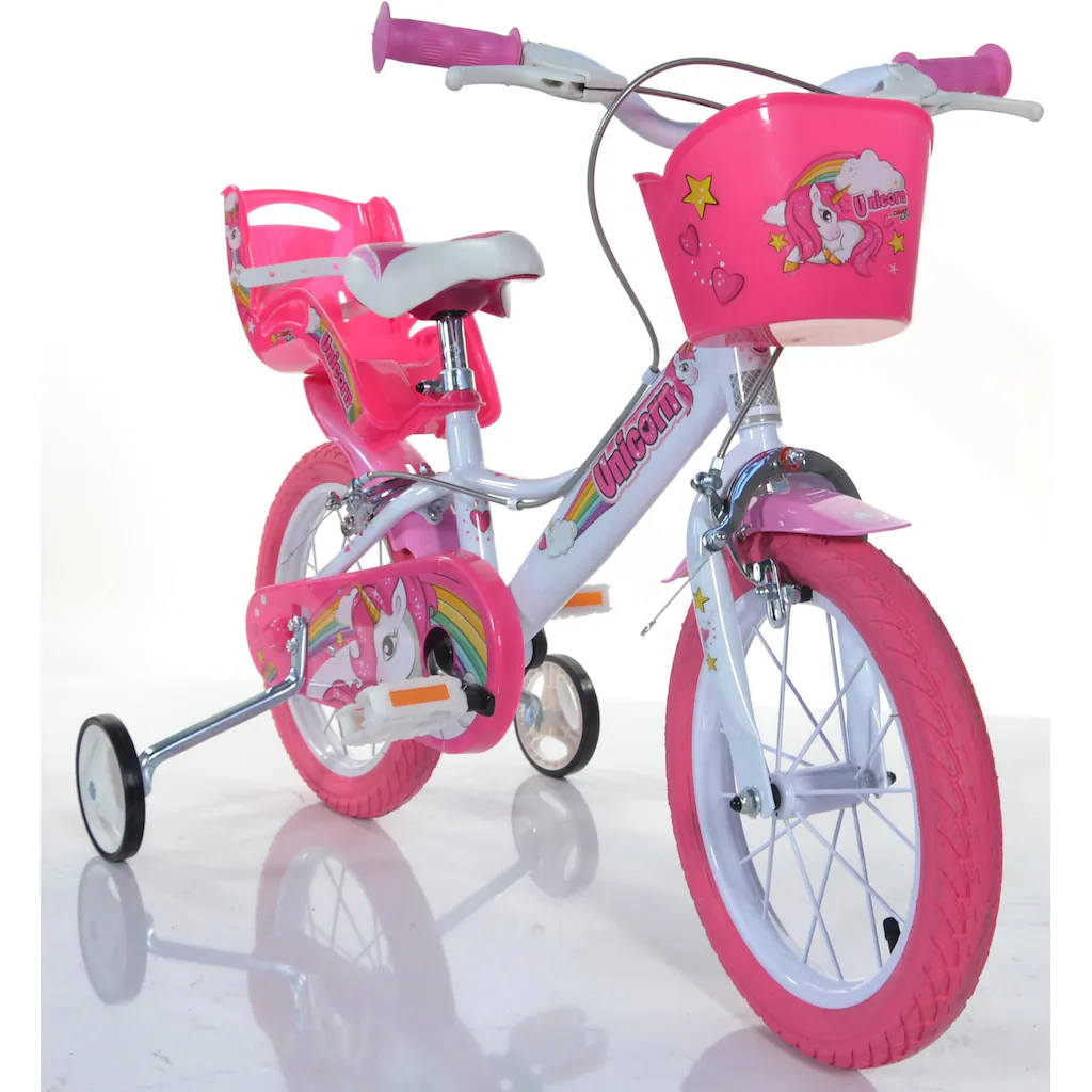 Dino Kinderfahrrad »Unicorn Einhorn« 1 Gang mit Stützrädern Korb und Puppensitz Wochenangebot