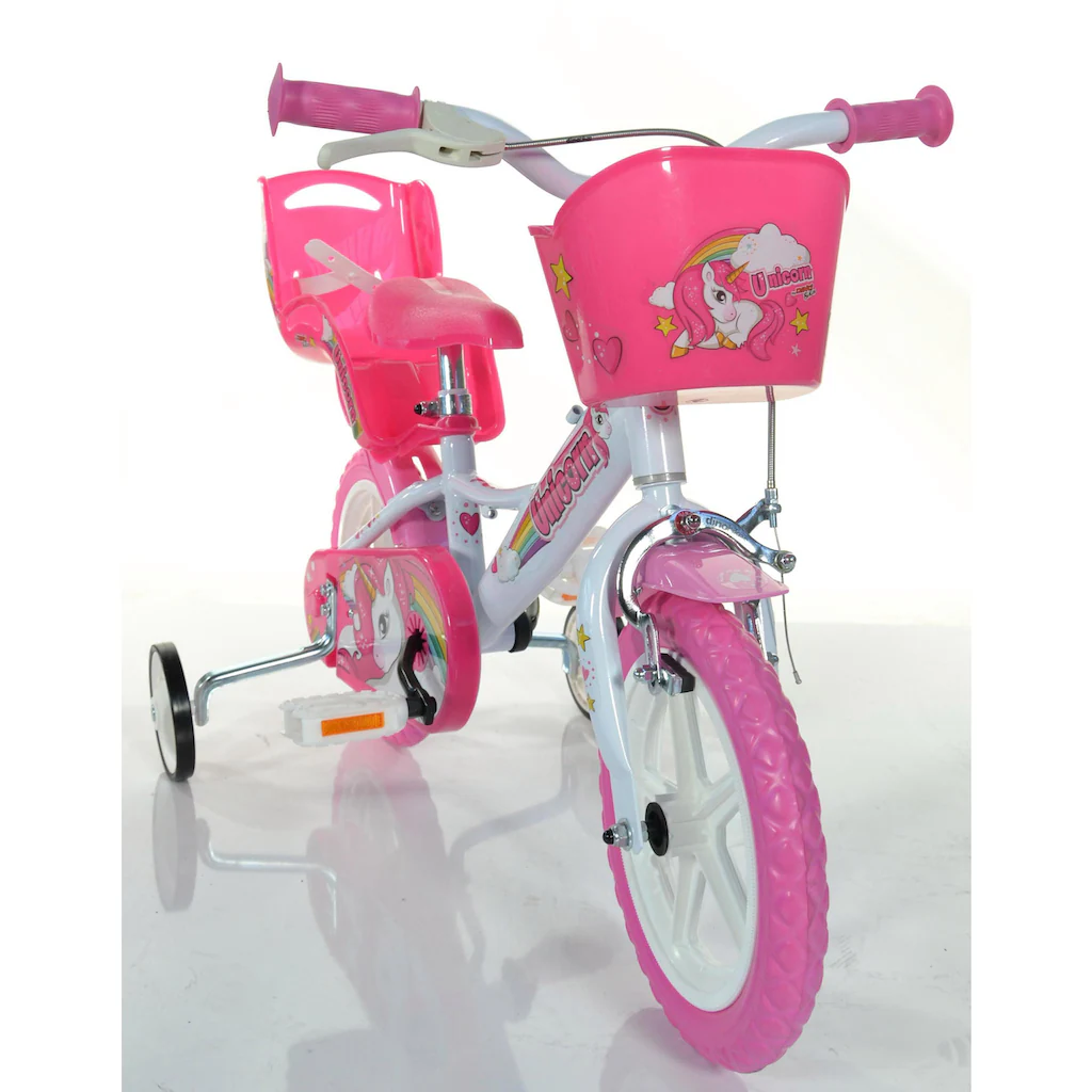 Dino Kinderfahrrad »Unicorn Einhorn 12 Zoll« 1 Gang mit Stützrädern Korb und Puppensitz Bis zu 50% Rabatt