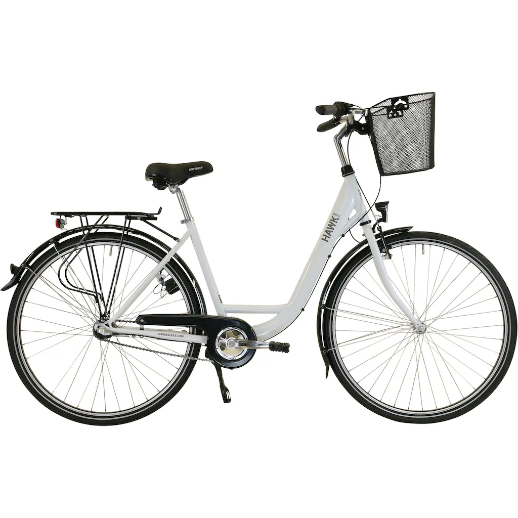 HAWK Bikes Cityrad »City Wave Premium Plus White« 3 Gang Shimano Nexus Schaltwerk für Damen und Herren auf Rechnung