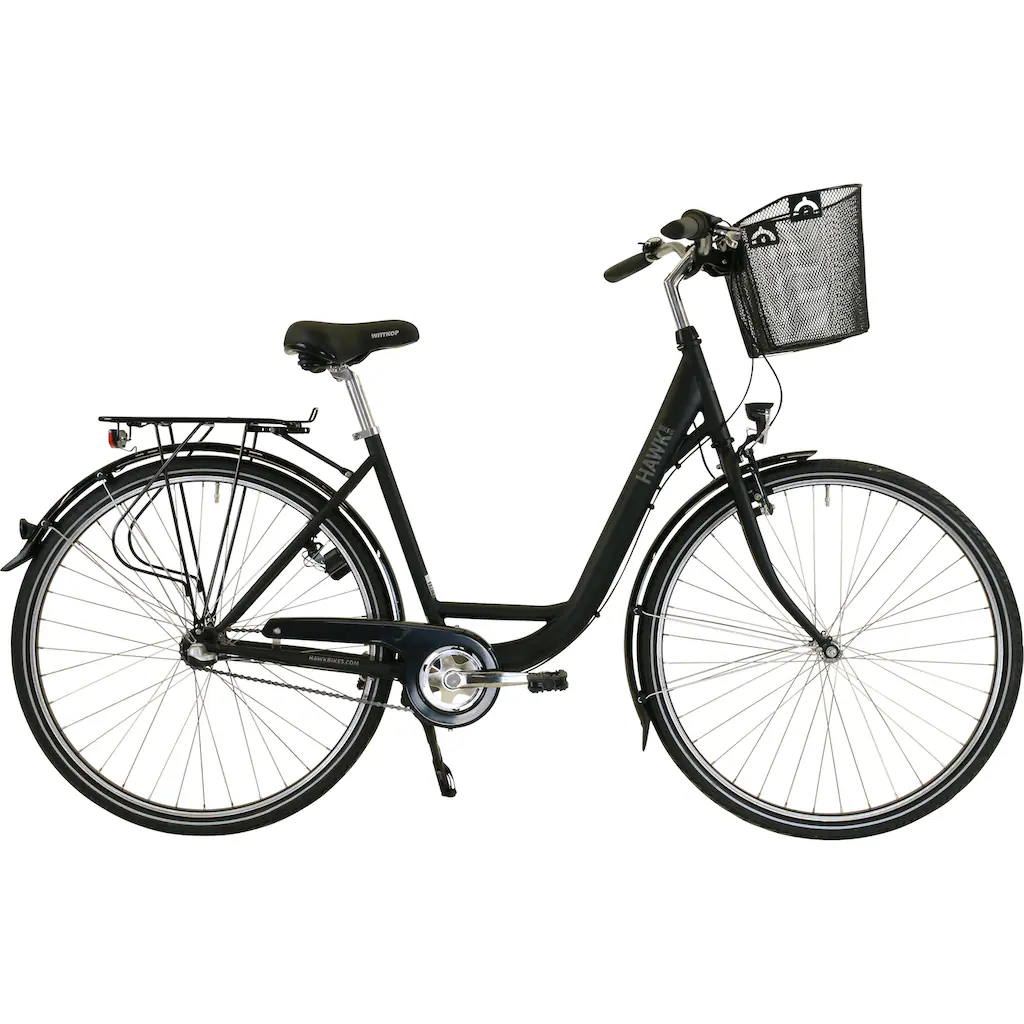 HAWK Bikes Cityrad »City Wave Premium Plus Black« 3 Gang Shimano Nexus Schaltwerk für Damen und Herren
