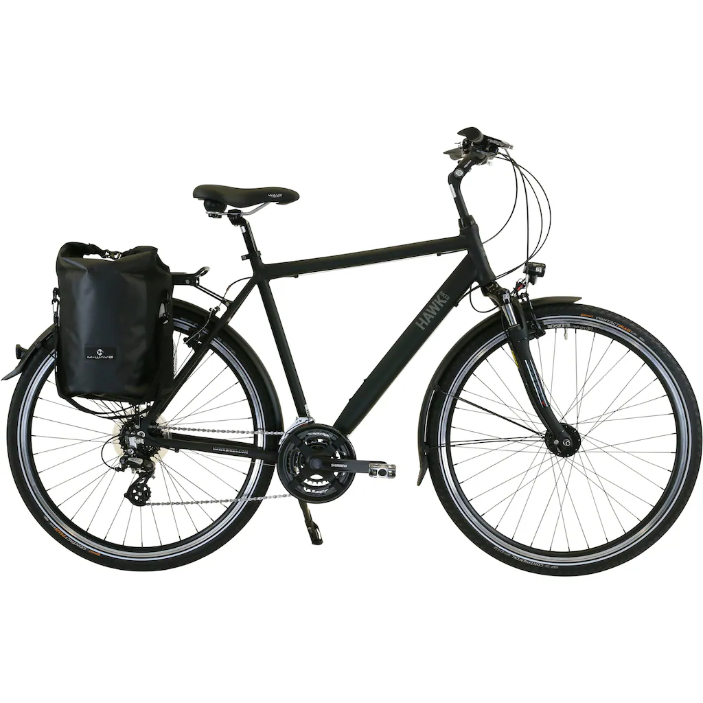 HAWK Bikes Trekkingrad »HAWK Trekking Gent Premium Plus Black« 24 Gang microSHIFT auf Rechnung