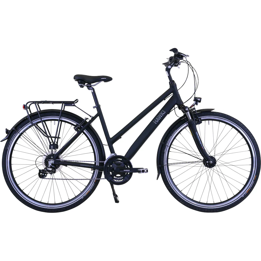 HAWK Bikes Trekkingrad »Trekking Lady Premium Black« 24 Gang microSHIFT für Damen und Herren auf Raten