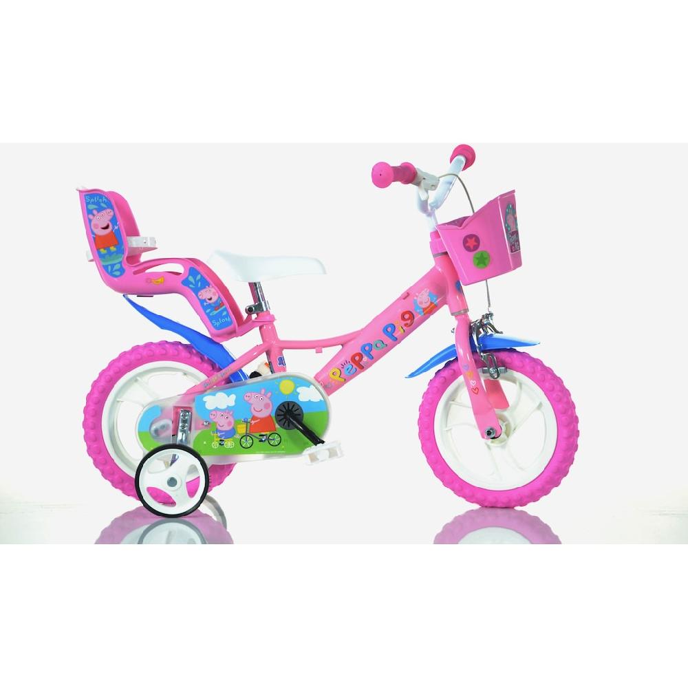 Dino Kinderfahrrad »Peppa Wutz Pig 12 Zoll« 1 Gang mit Stützrädern Korb und Puppensitz