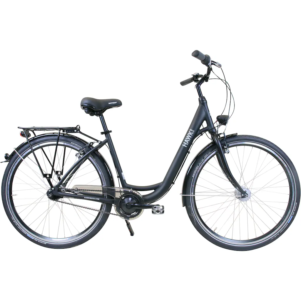 HAWK Bikes Cityrad »City Wave Easy Black« 7 Gang Shimano Nexus Schaltwerk für Damen und Herren auf Rechnung online kaufen Letzter Tag