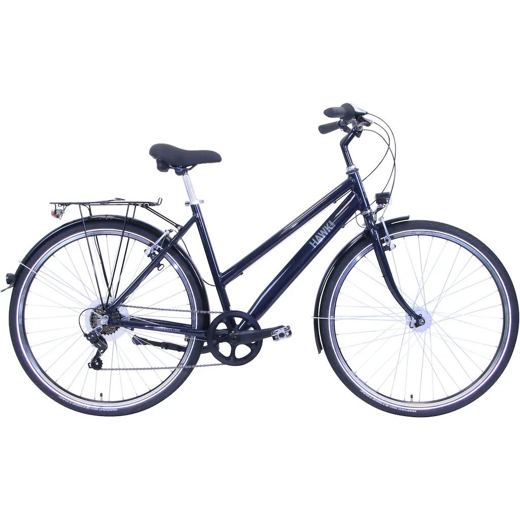 HAWK Bikes Cityrad »CITYTREK EASY BLUE LADY« 7 Gang Shimano Tourney Schaltwerk Kettenschaltung für Damen und Herren Kettenschaltung auf Raten Fabrikverkauf