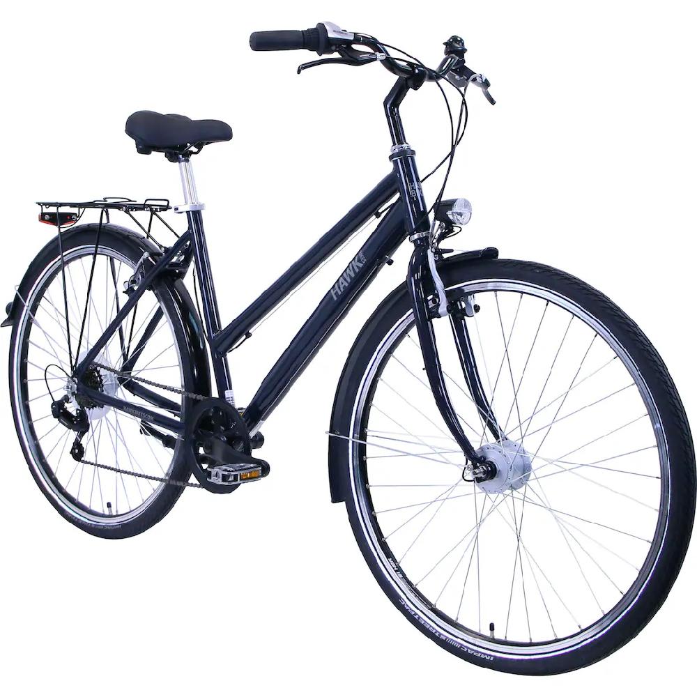 HAWK Bikes Cityrad »CITYTREK EASY BLUE LADY« 7 Gang Shimano Tourney Schaltwerk Kettenschaltung für Damen und Herren Kettenschaltung auf Raten Fabrikverkauf