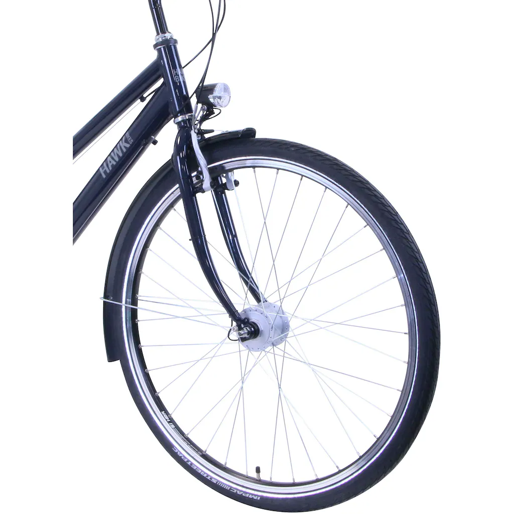 HAWK Bikes Cityrad »CITYTREK EASY BLUE LADY« 7 Gang Shimano Tourney Schaltwerk Kettenschaltung für Damen und Herren Kettenschaltung auf Raten Fabrikverkauf