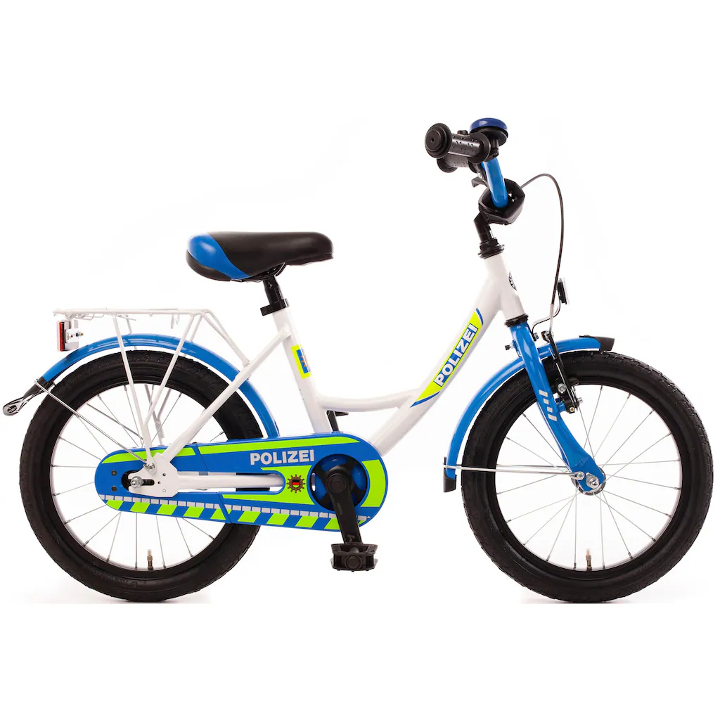 Bachtenkirch Kinderfahrrad »Kinderfahrrad "POLIZEI" kristall-weiß/blau/neon« 1 Gang ohne Schaltung auf Rechnung online bestellen Angebote