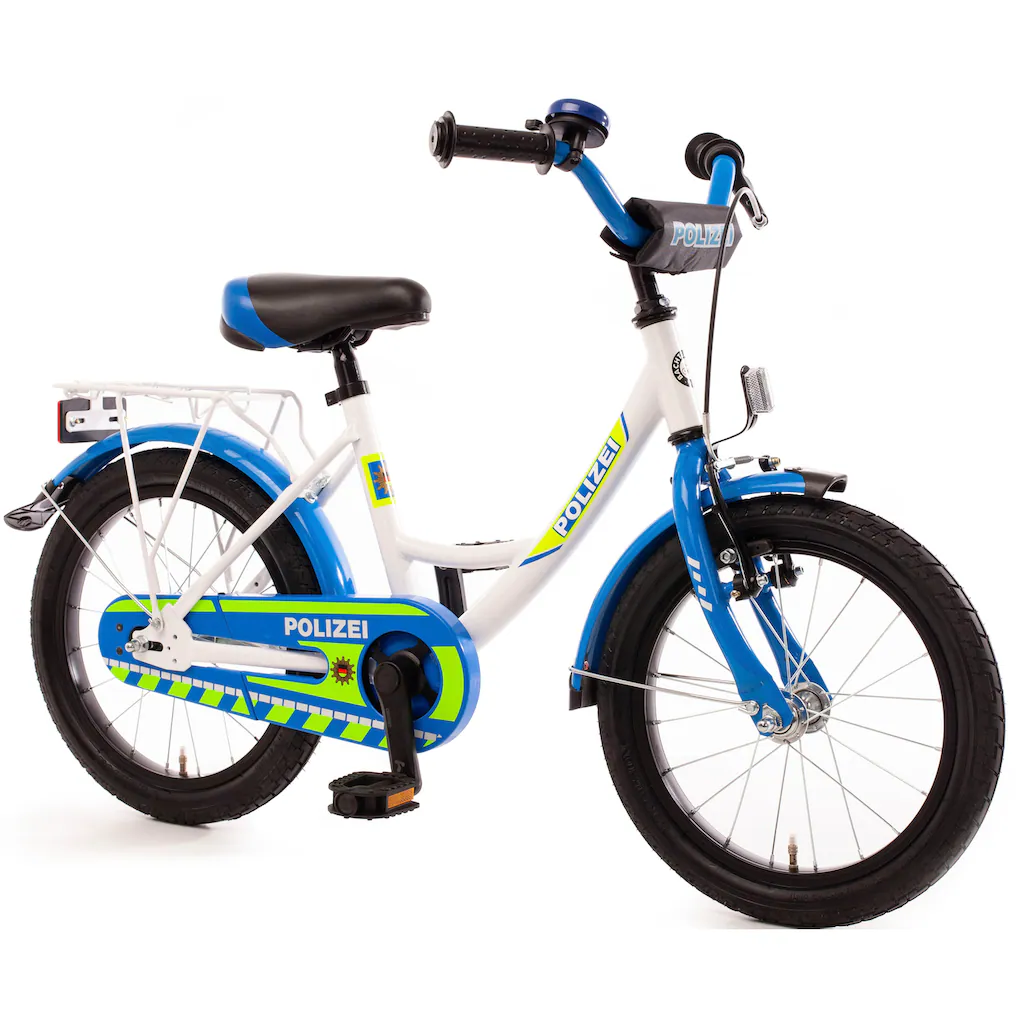 Bachtenkirch Kinderfahrrad »Kinderfahrrad "POLIZEI" kristall-weiß/blau/neon« 1 Gang ohne Schaltung auf Rechnung online bestellen Angebote