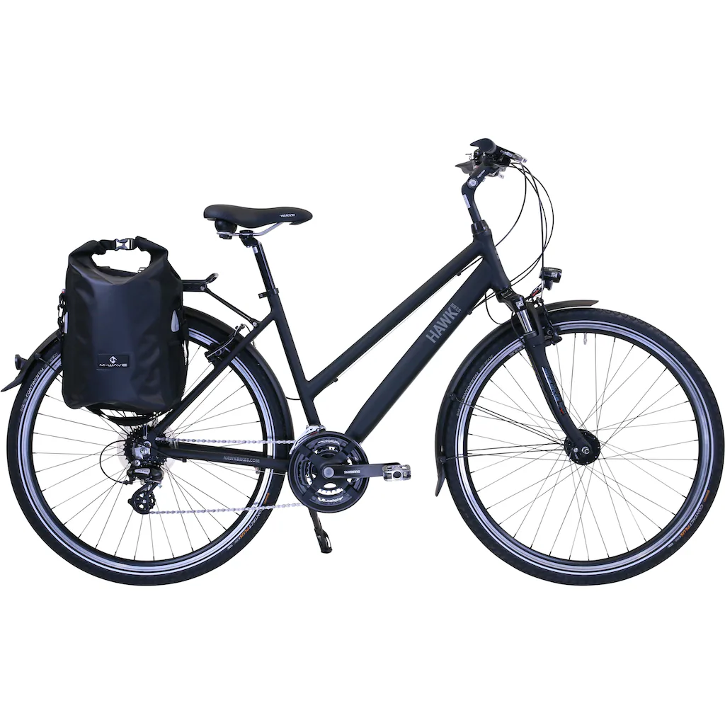HAWK Bikes Trekkingrad »Trekking Lady Premium Plus Black« 24 Gang microSHIFT für Damen und Herren